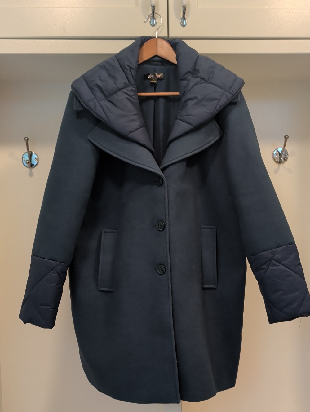 Renuar Teal Quilted-Collar Pea Coat
